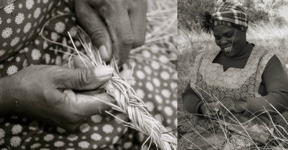Gone rural table setting of placemats and coasters. Weavers in Swaziland weaving Gone Rural home good