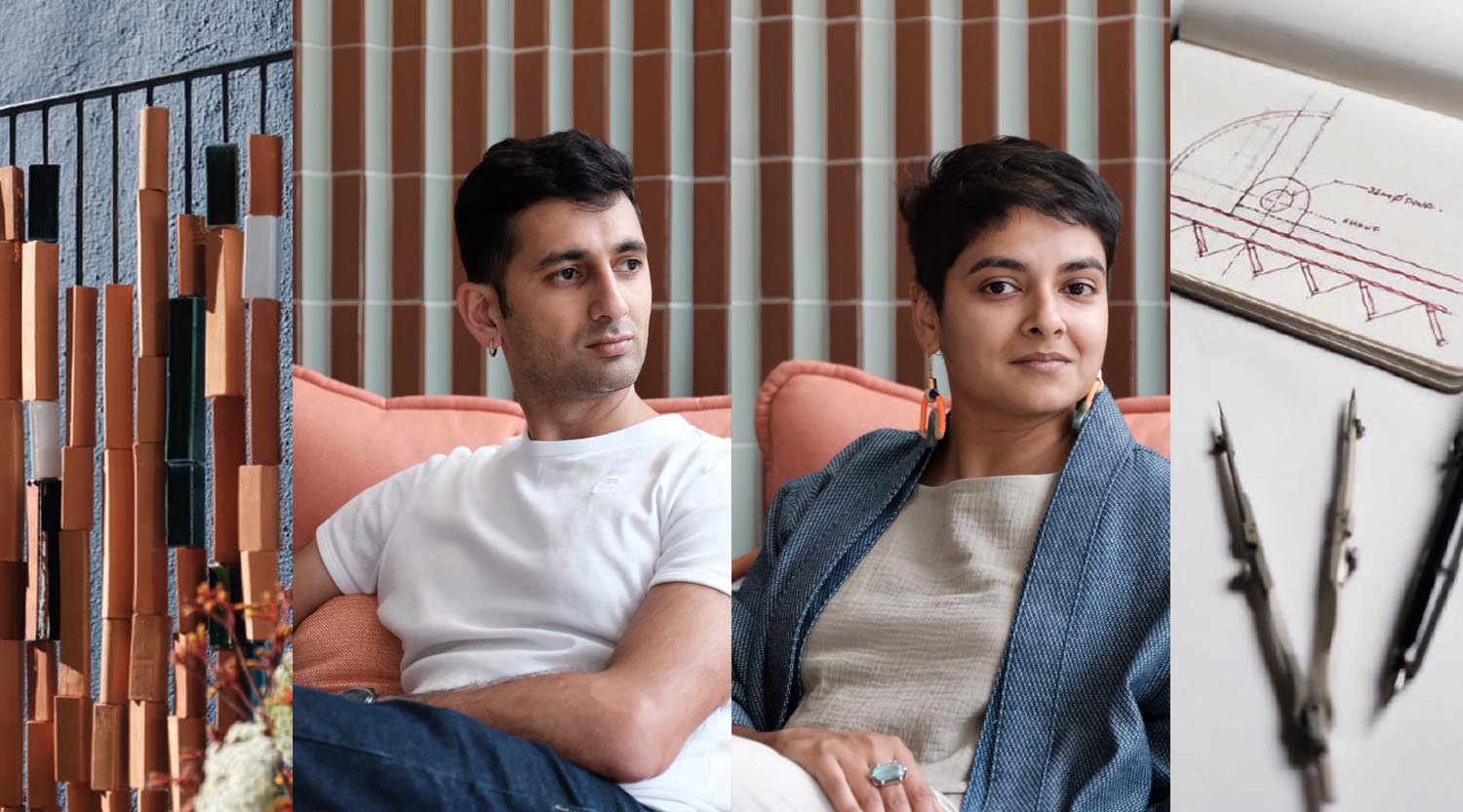 Studio Kalki founders, Nikhil Tricam and Nindya Bucktowar. Studio Kalki furniture and lighting is available through Sarza store in Rye, New York.