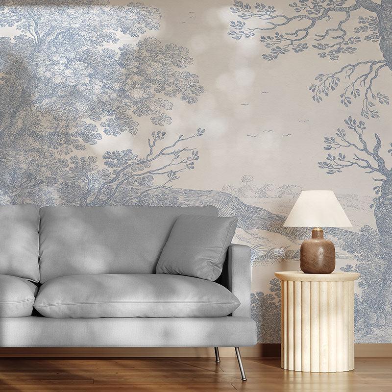 Silent Meadow Blue Wallpaper