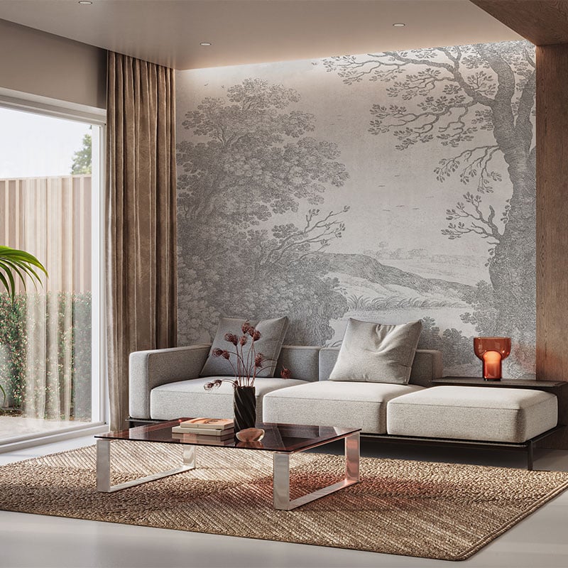 Silent Meadow Grey Wallpaper