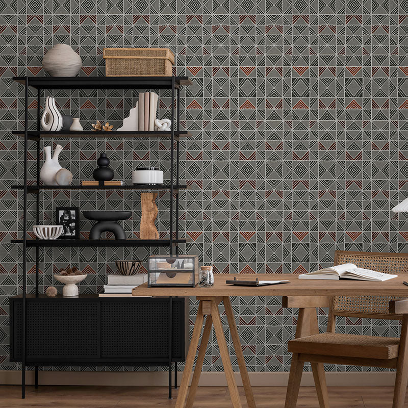 Grey Monotype Blocks Wallpaper