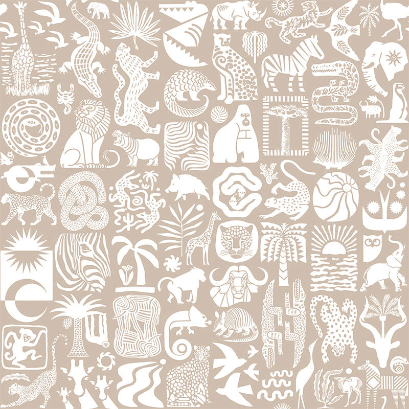 Africa Untamed- White on Stone Wallpaper