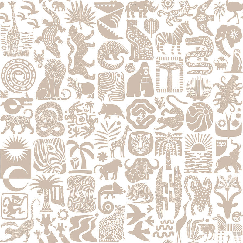 Africa Untamed- Stone on White Wallpaper