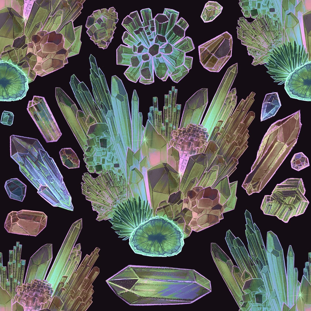 Crystal Clusters – Night Wallpaper