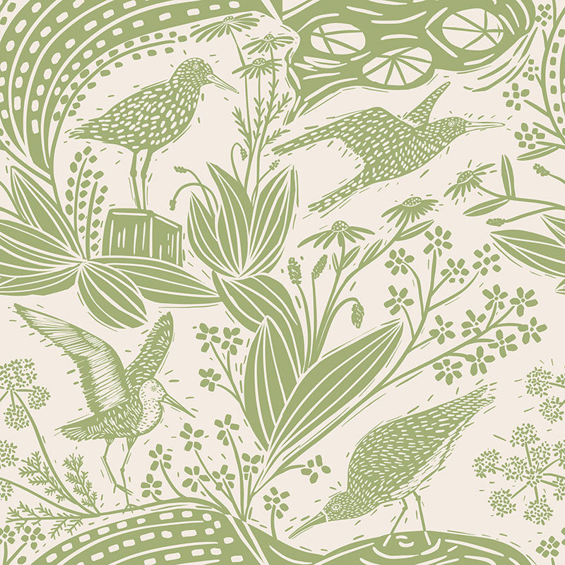 Godwit Green Wallpaper