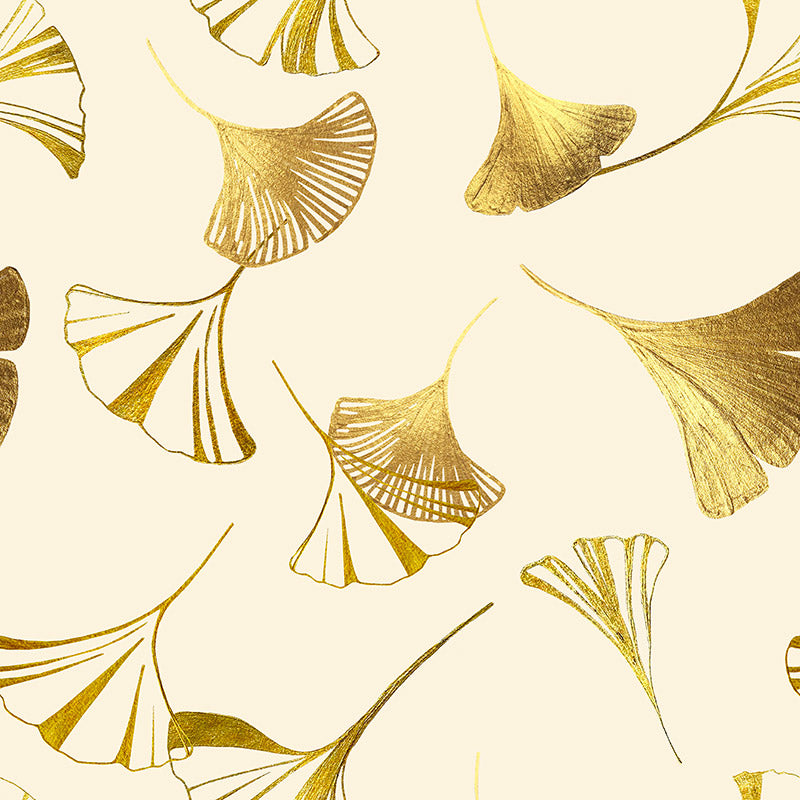 Golden Ginkgo Cream Wallpaper