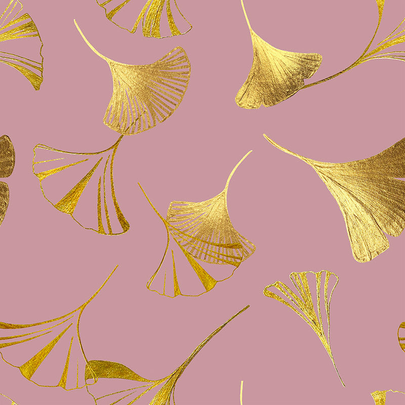 Golden Ginkgo Pink Wallpaper