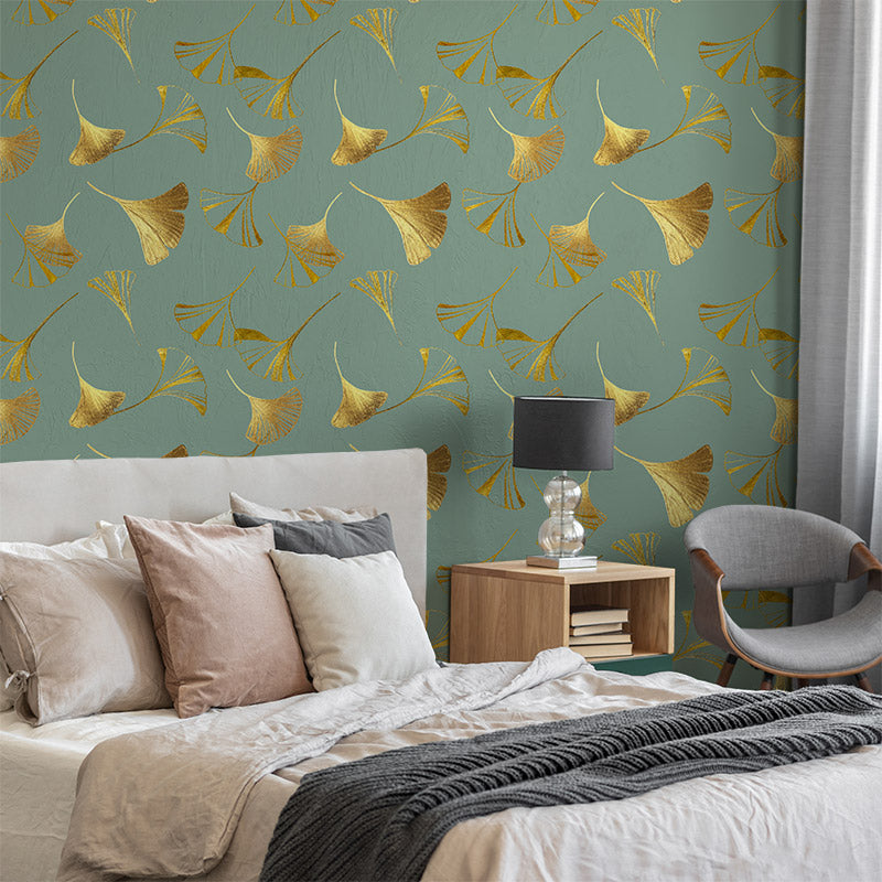 Golden Ginkgo Duck Egg Blue Wallpaper