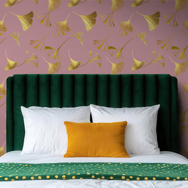 Golden Ginkgo Pink Wallpaper