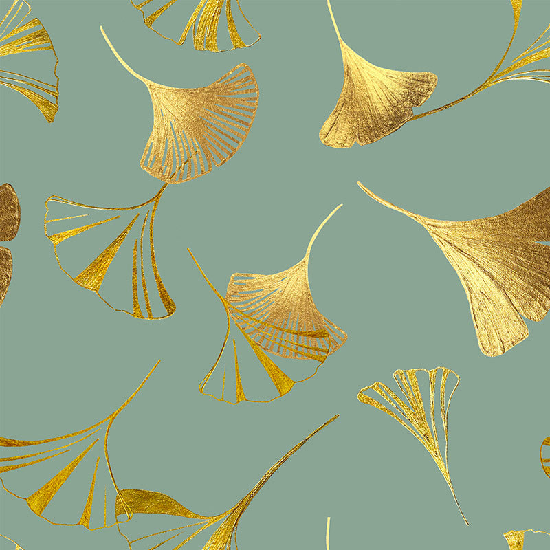 Golden Ginkgo Duck Egg Blue Wallpaper
