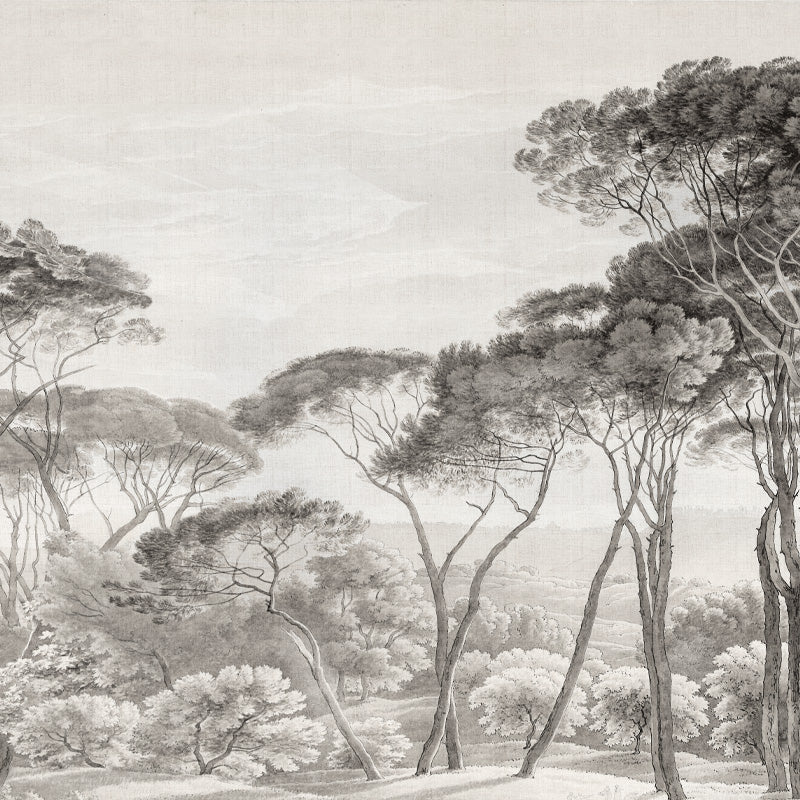 Italian Landscape Black and White Wallpaper