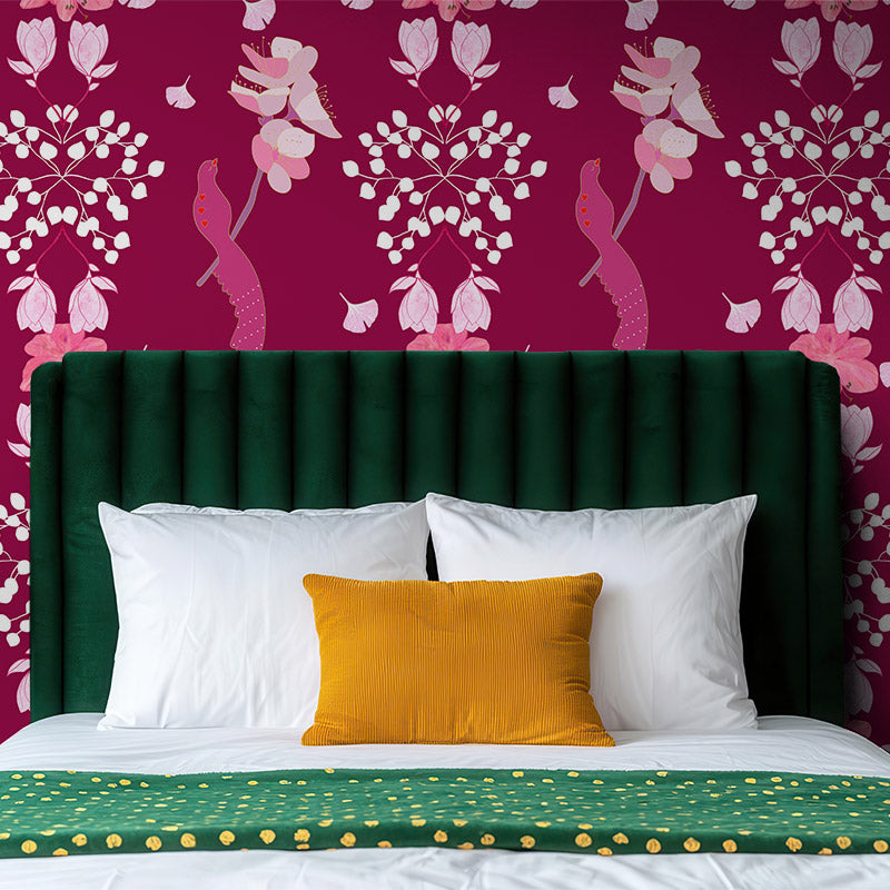 Lovebird Burgundy Wallpaper