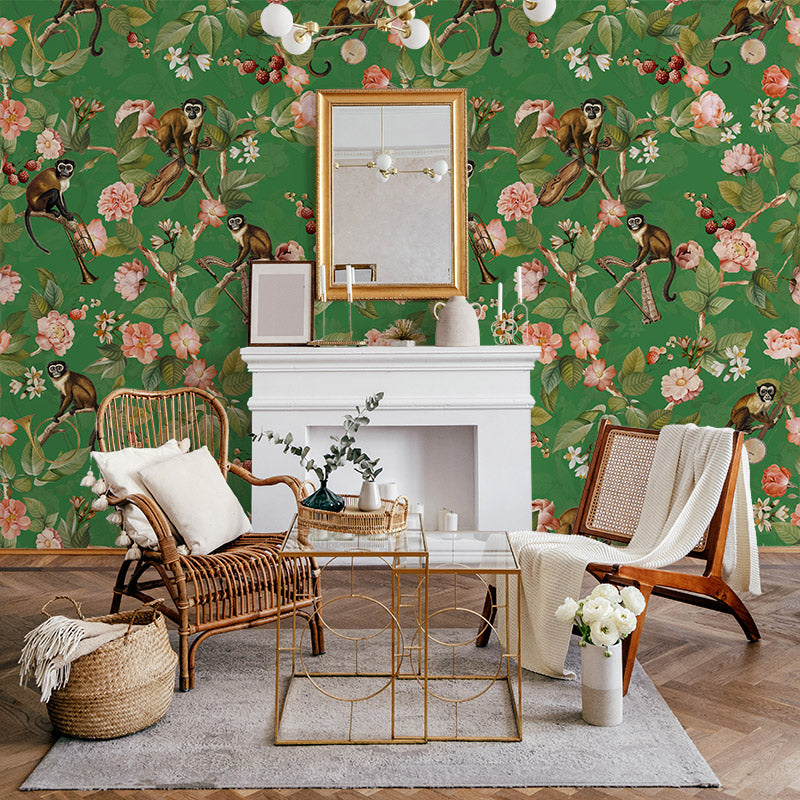 Musical Monkeys and Berries Wallpaper