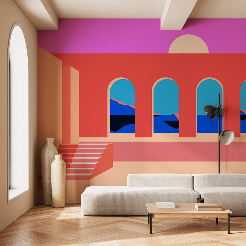 Pool Views Sunrise Wallpaper