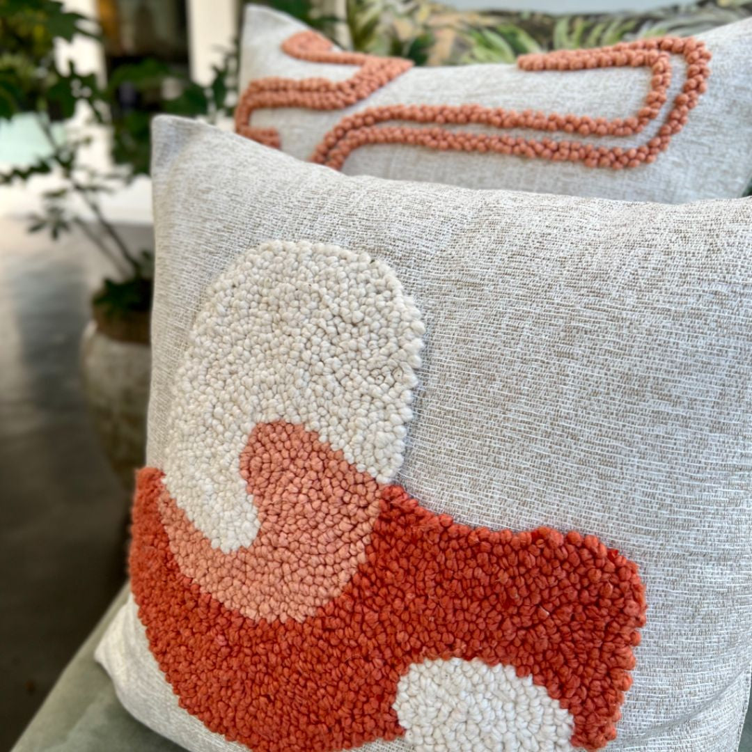 Punch Needle Landscapes Pattern 3 - Burnt Orange, Coral & Natural insitu 4.jpg