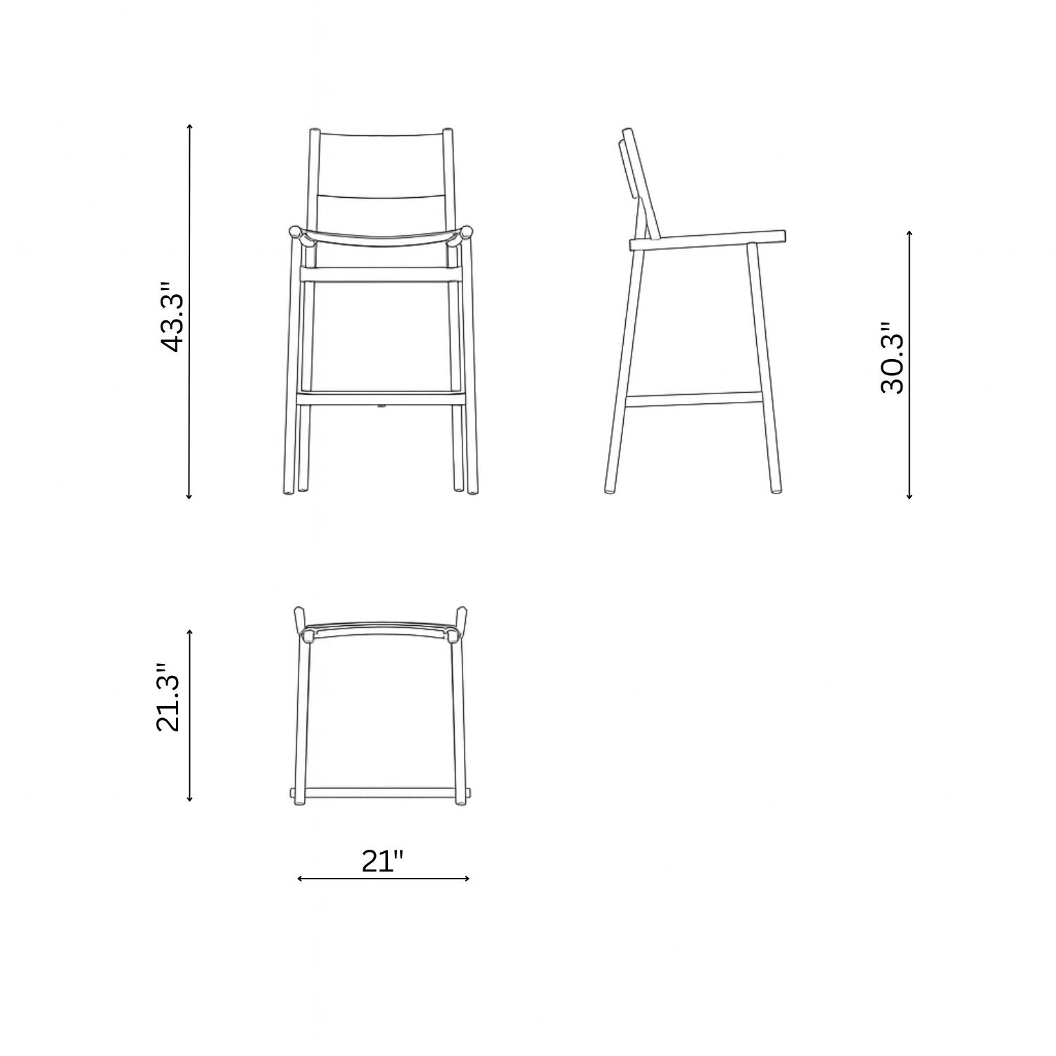 Slingshot bar stool with arms