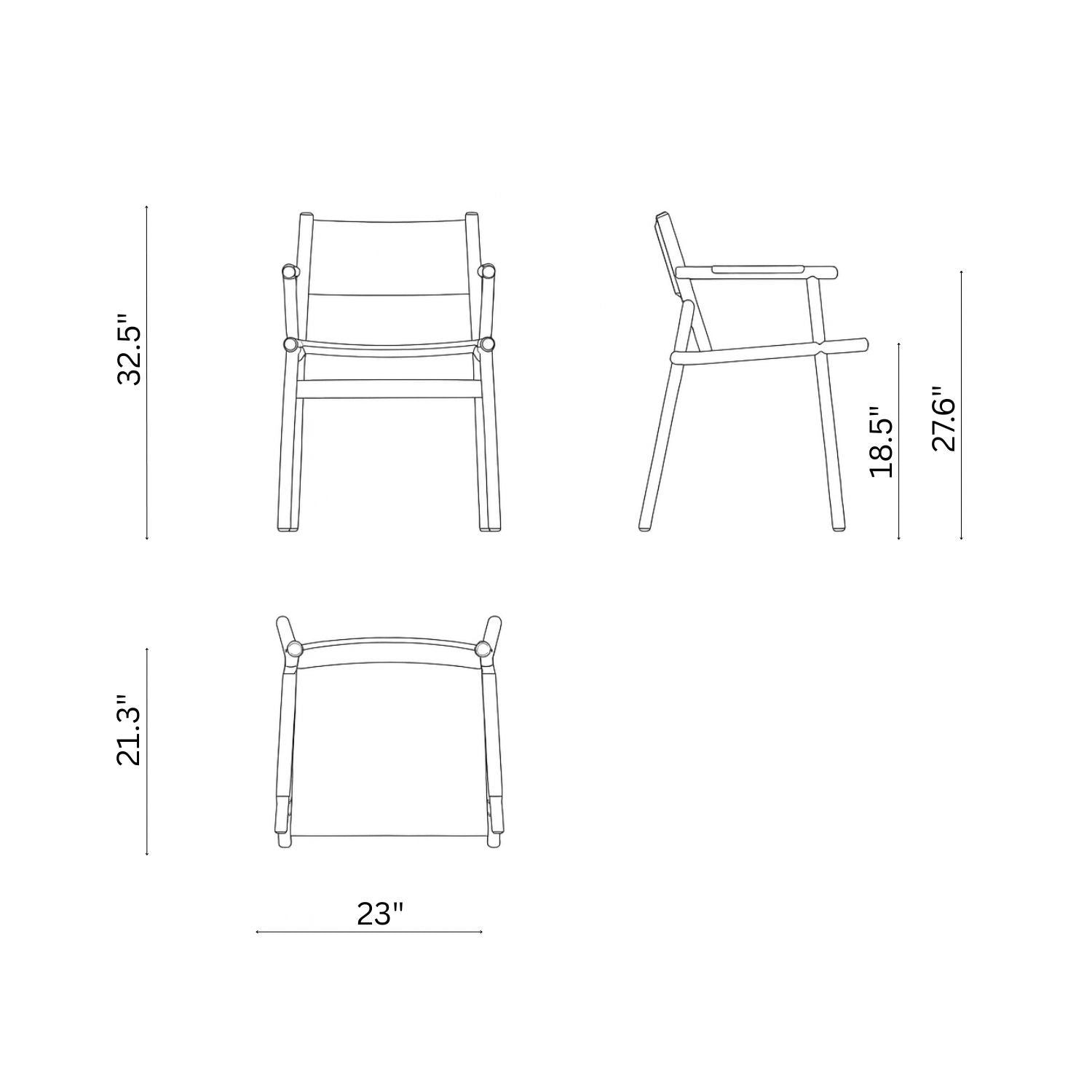 Slingshot dining chair with arms