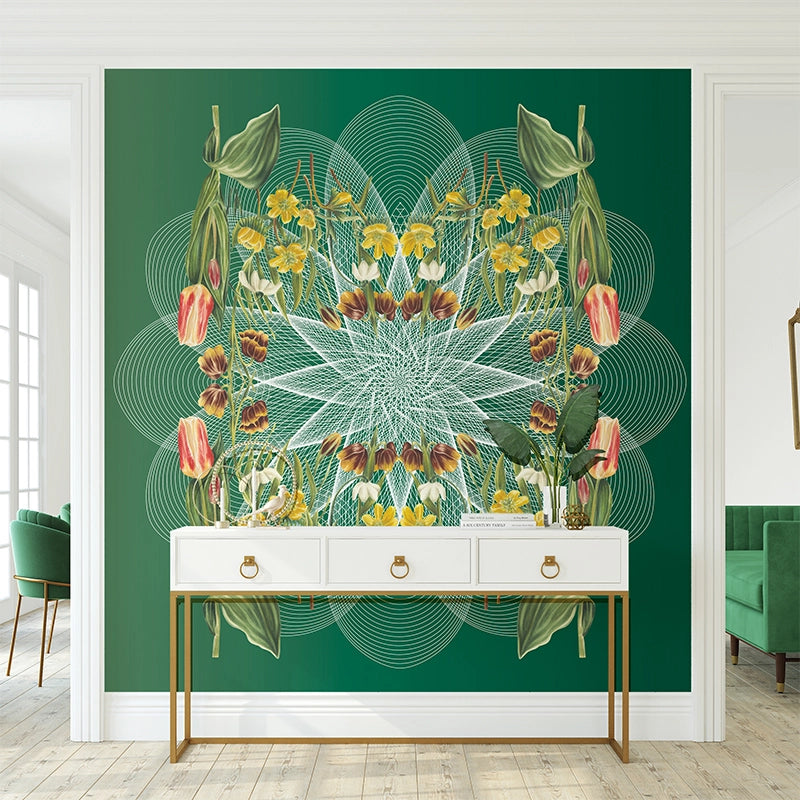 Spring-Floral-Spiral-Botanical-Mural-Emerald-by-Adrienne-Kerr.webp