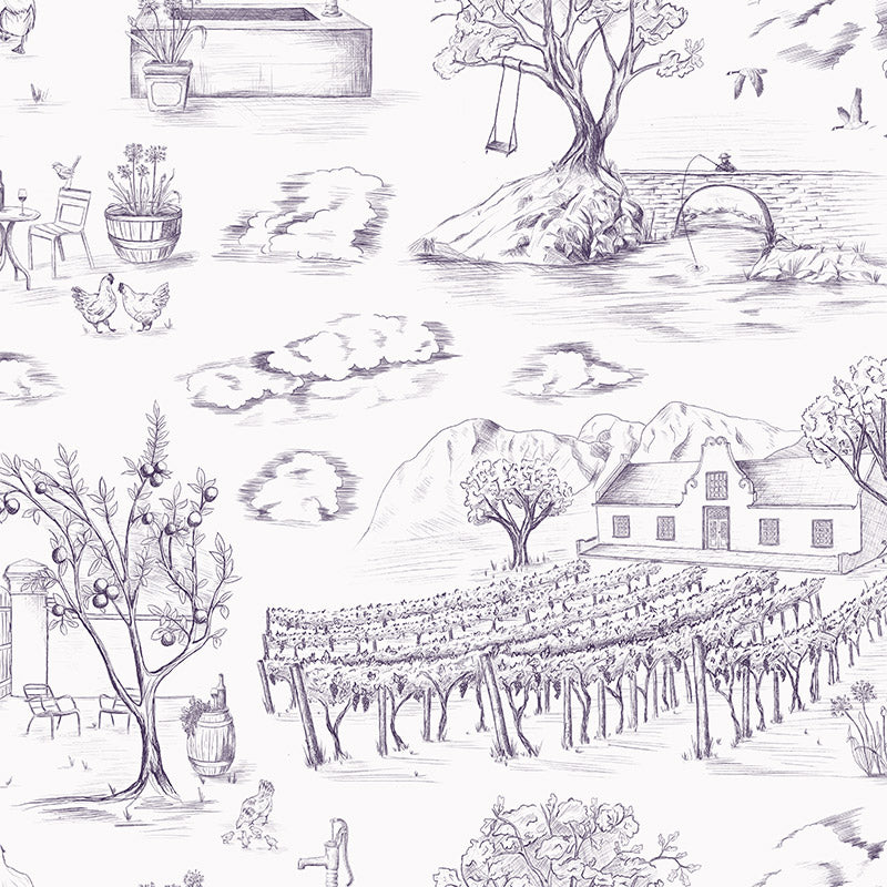 Toile du Cap Classic Aubergine Wallpaper