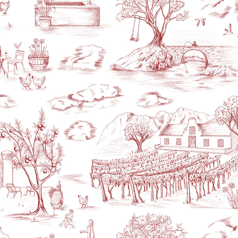 Toile du Cap Classic Red Wallpaper