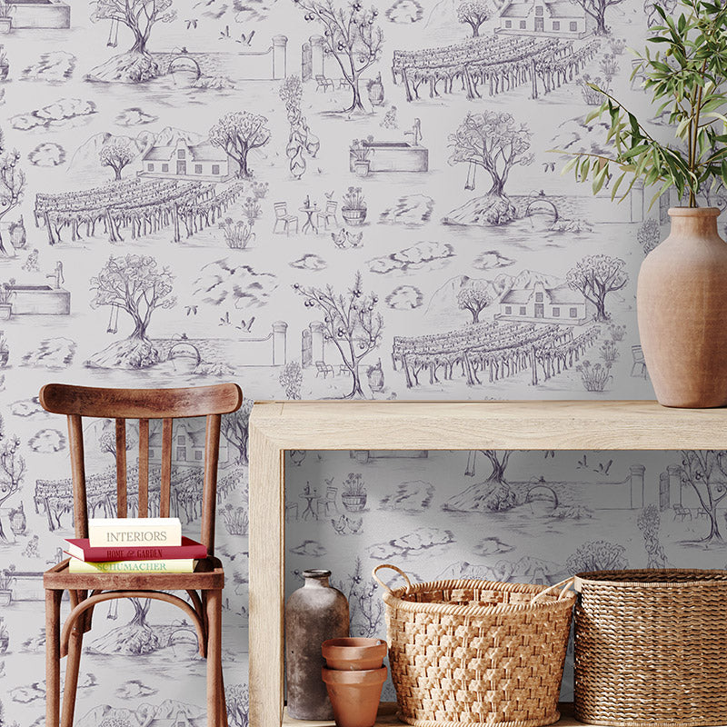 Toile du Cap Classic Aubergine Wallpaper