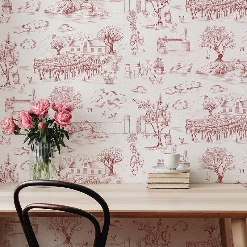 Toile du Cap Classic Red Wallpaper