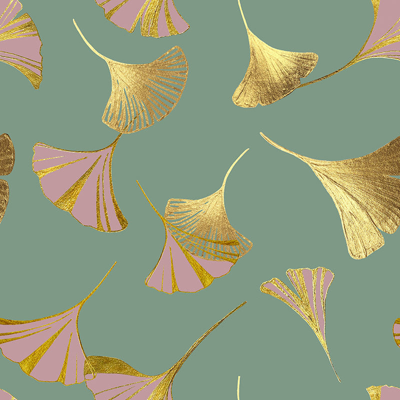 Two Tone Ginkgo Duck Egg Green Wallpaper