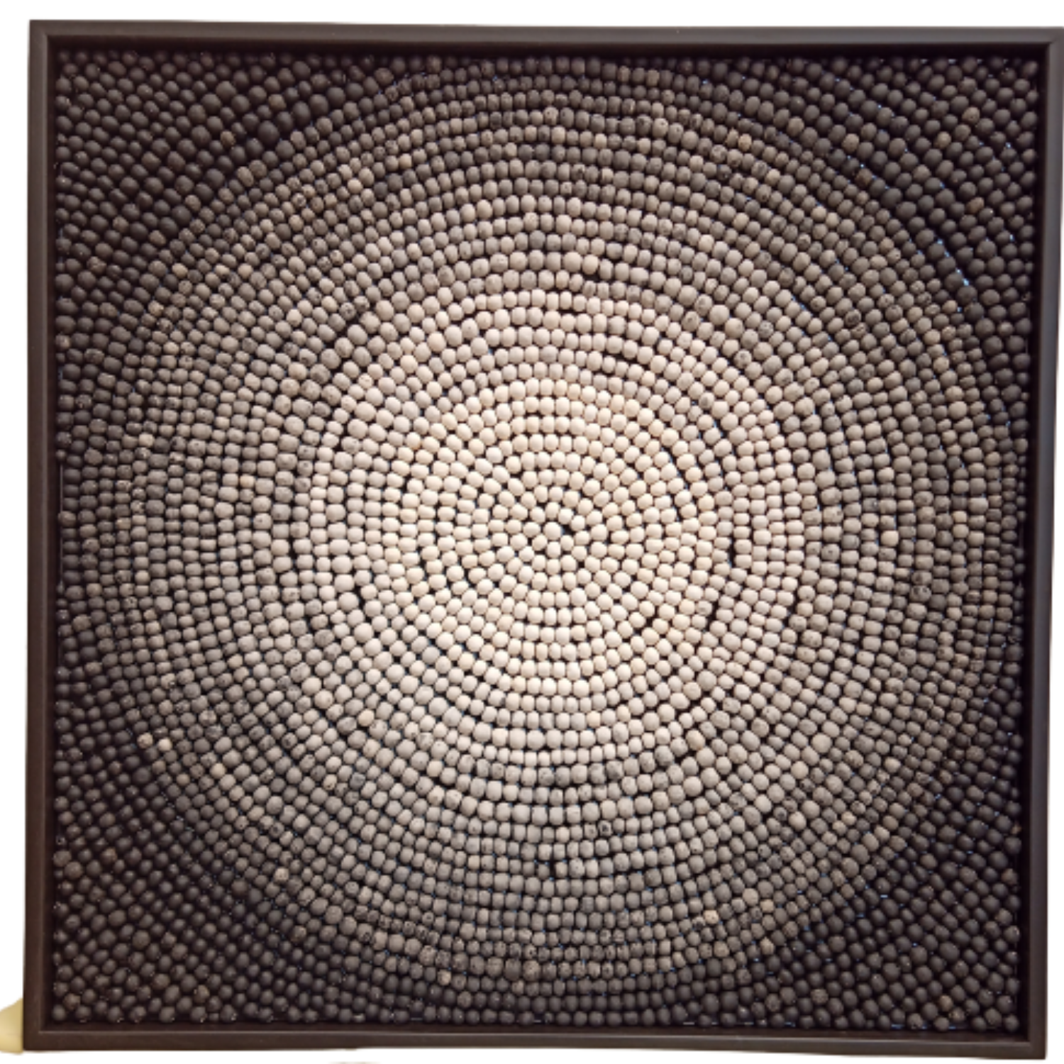 Spiral ombre clay bead artwork in black frame