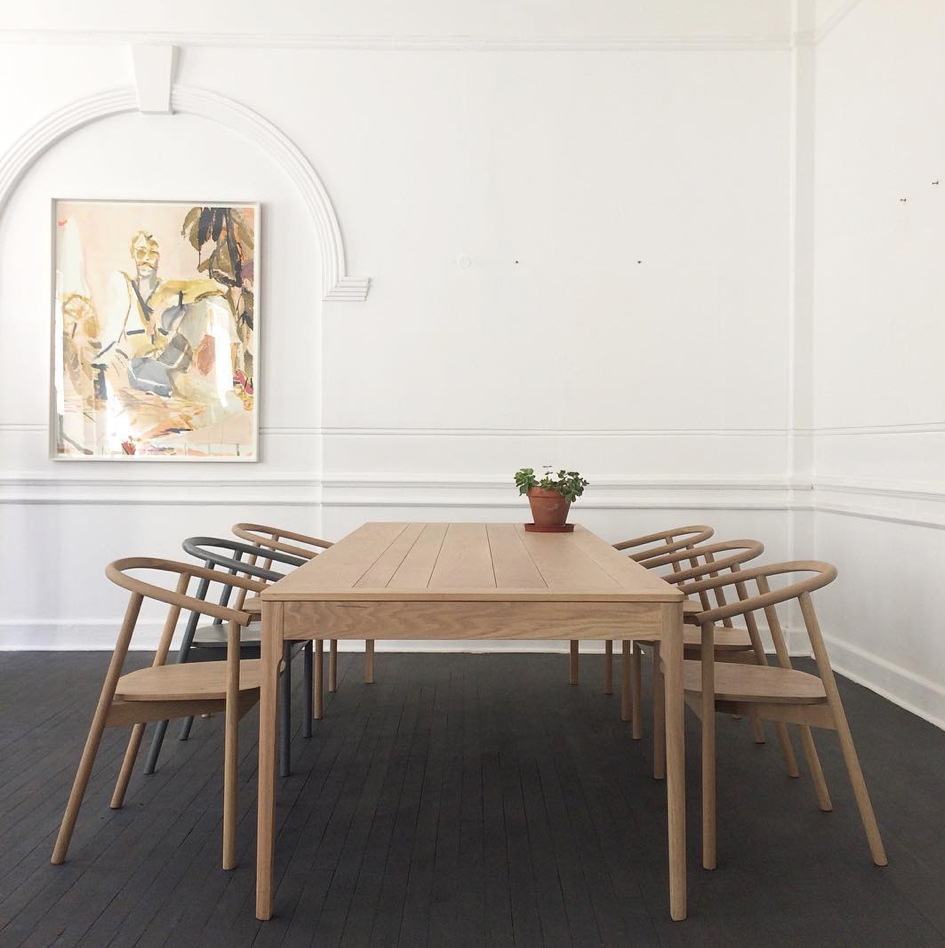 HARDWOOD CHAIR BY JAMES MUDGE. The Hardwood Chair is a striking but comfortable contemporary dining chair design. The elegant scoop of the backrest and the shaped timber seat are offset by the crisp lines of the angled timber legs.