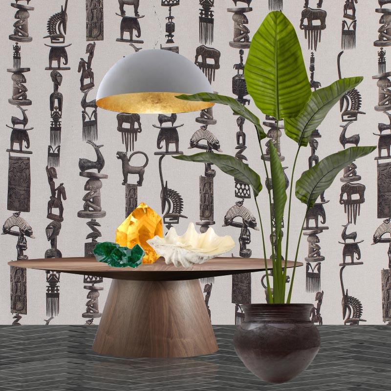 Mahogany on Linen Wallpaper