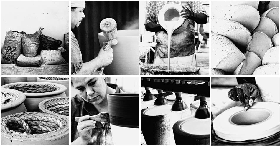 Prêt-à-Pot artisans create beautiful ceramics by hand. The range of tableware and décor items includes plates, bowls, vases and candle pots. Pret a pot items are available at Sarza home goods, furniture & décor store in Rye