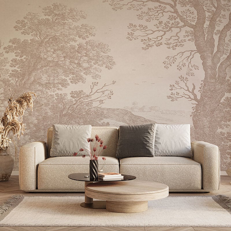 Silent Meadow Sepia Wallpaper