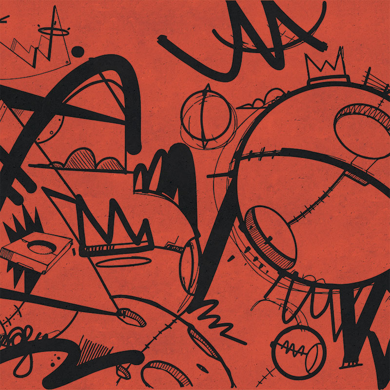 Techno Sprawl Orange Wallpaper