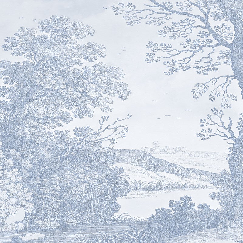 Silent Meadow Blue Wallpaper