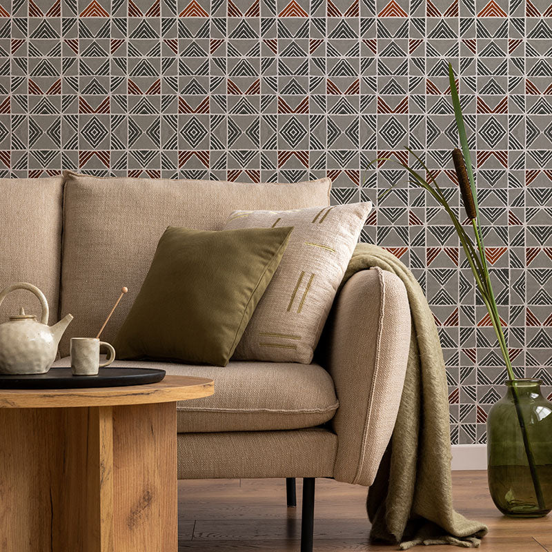 Grey Monotype Blocks Wallpaper