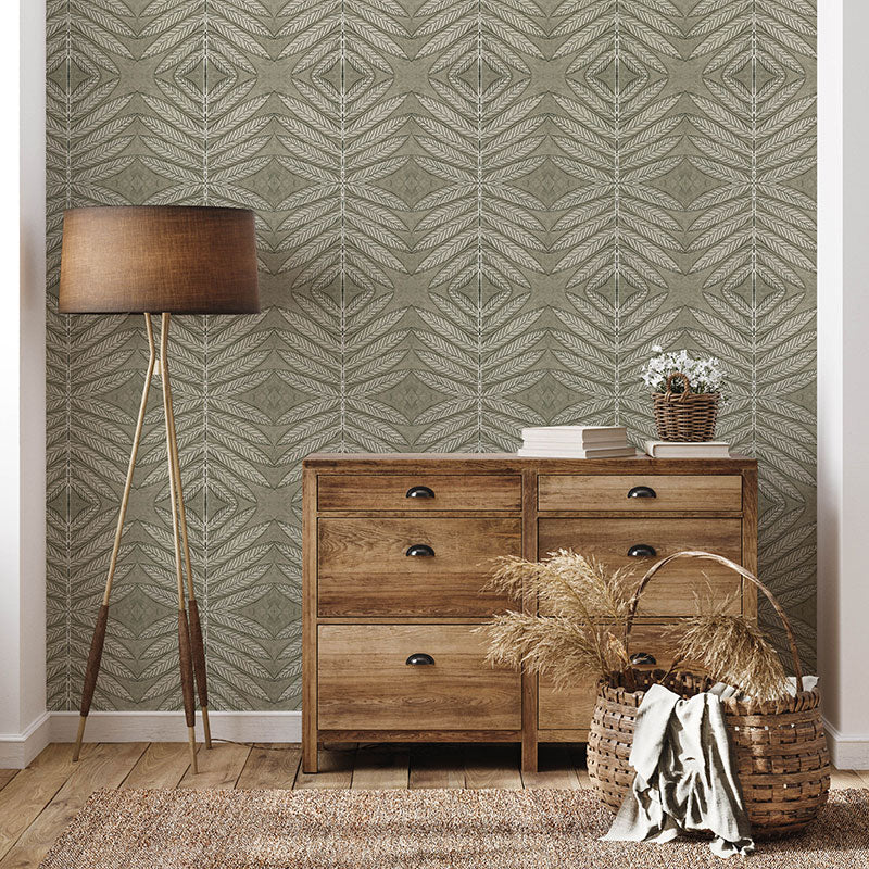 Grey Palm Leaf Wallpaper