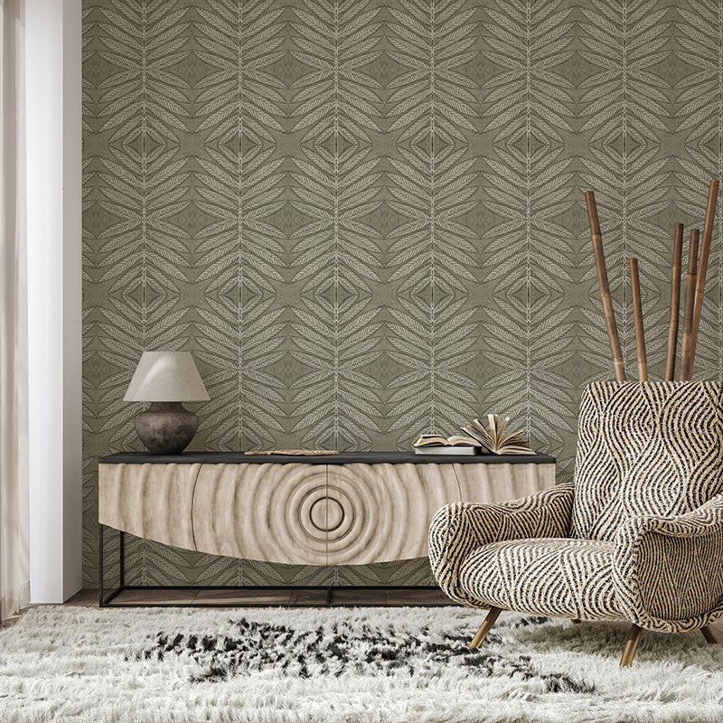 Grey Palm Leaf Wallpaper