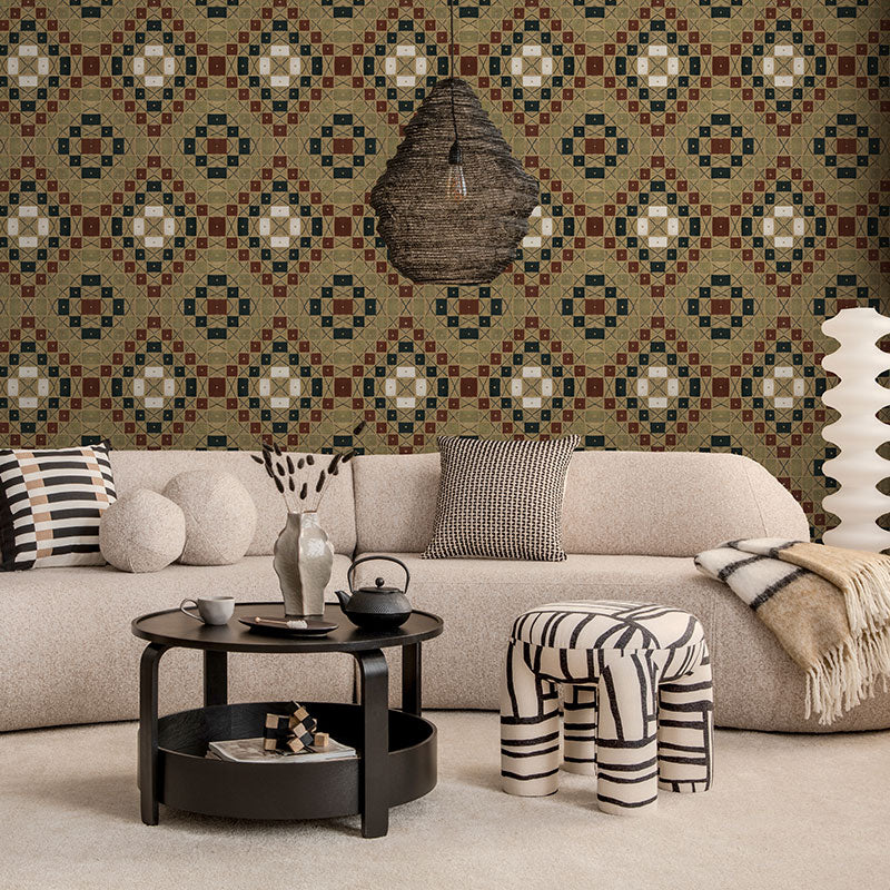 Grid Cross and Dot Blocks Wallpaper