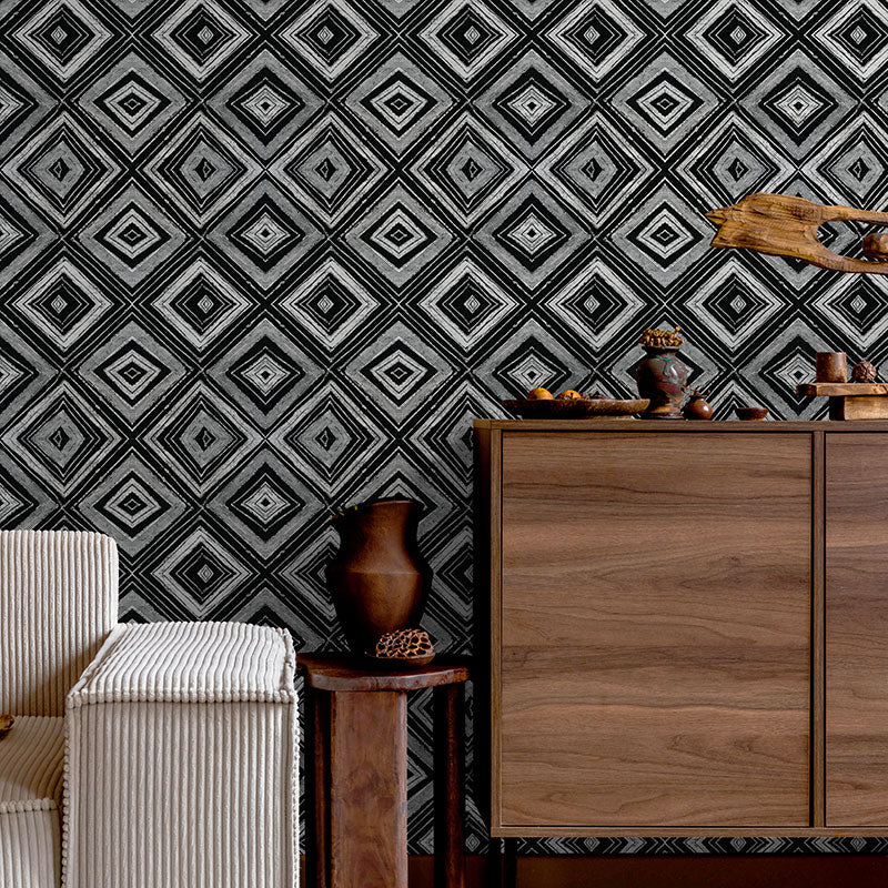 Linear Diamond Black Wallpaper