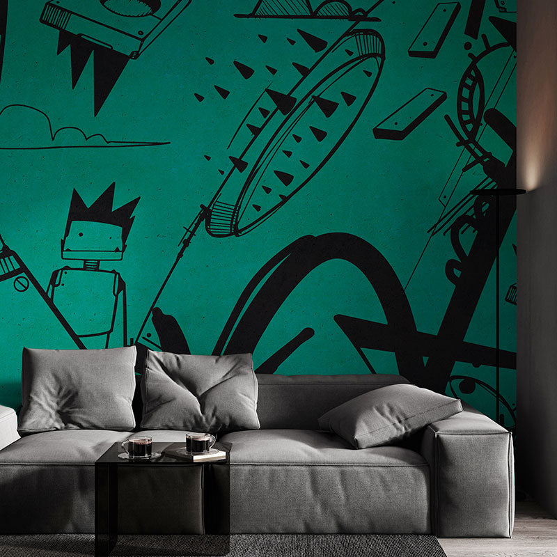 Techno Sprawl Blue Wallpaper