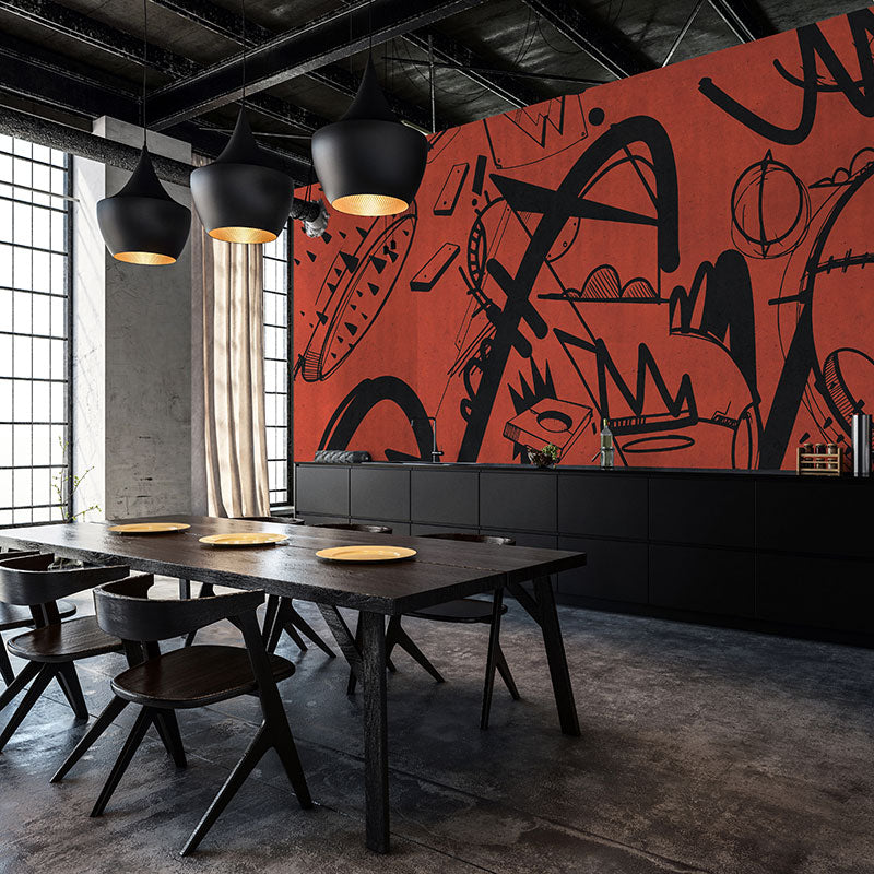 Techno Sprawl Orange Wallpaper