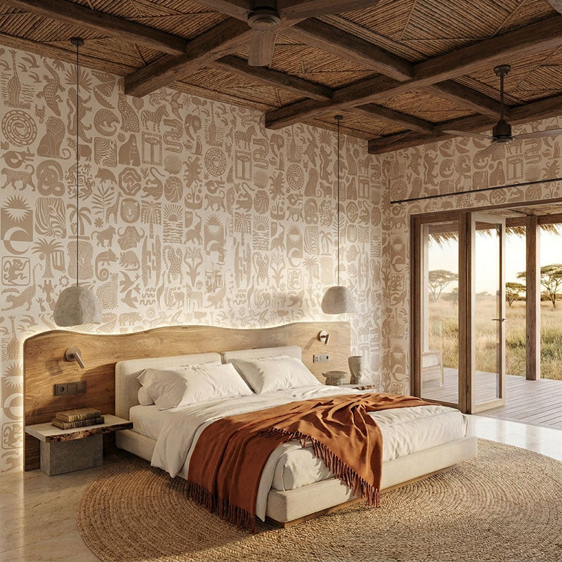 Africa Untamed- Stone on White Wallpaper