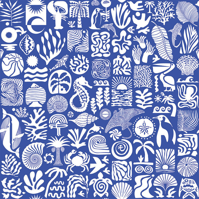 Africa Deep- White on Blue Wallpaper