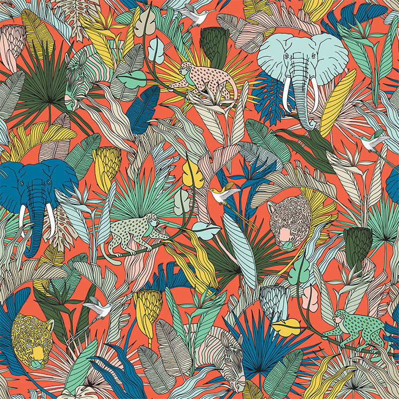 Wild at Heart- Burnt Orange Wallpaper