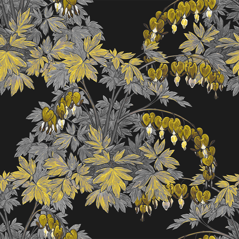 Bleeding Hearts – Gold Wallpaper