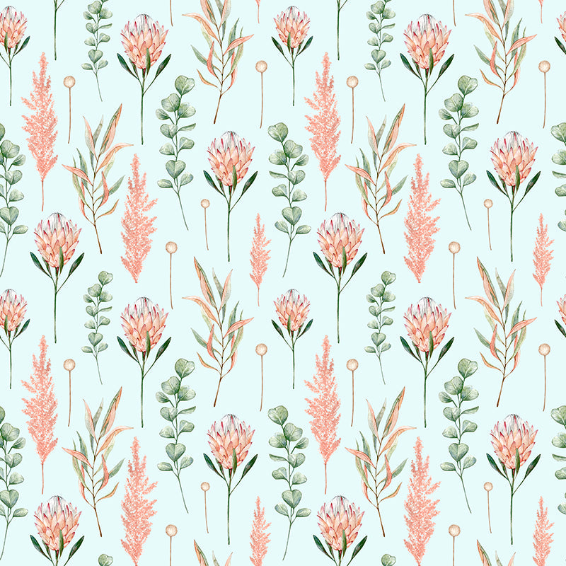 Cape Protea Soft Blue Wallpaper