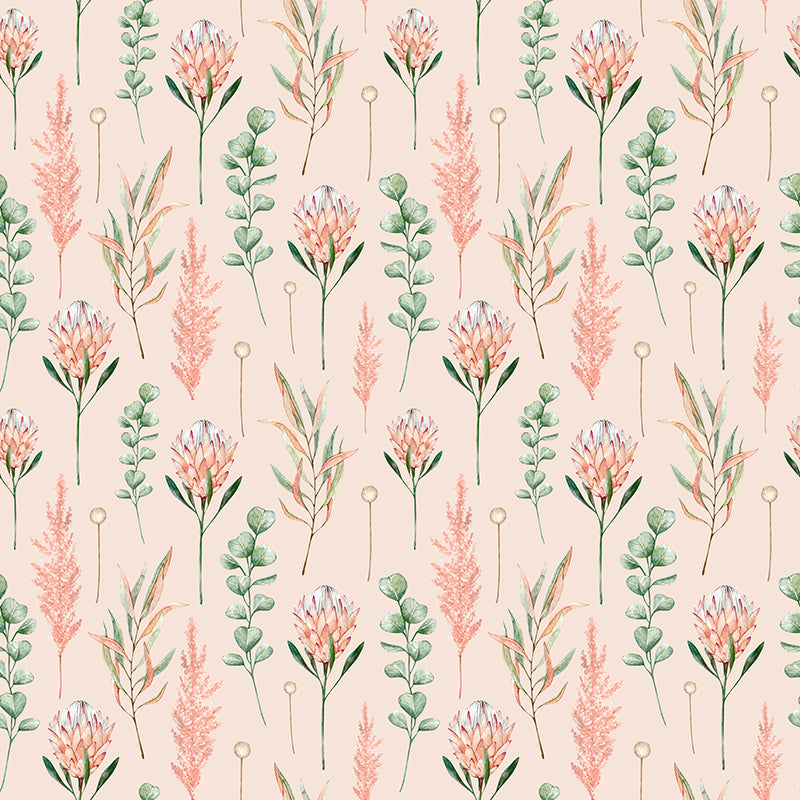 Cape Protea Soft Pink Wallpaper