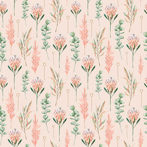Cape Protea Soft Pink Wallpaper