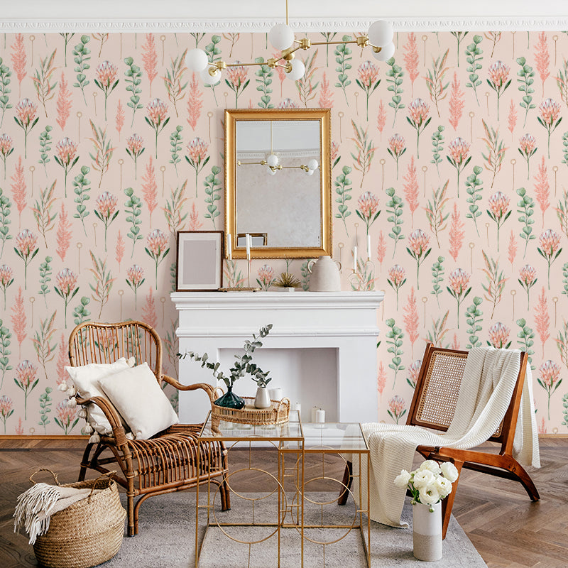 Cape Protea Soft Pink Wallpaper