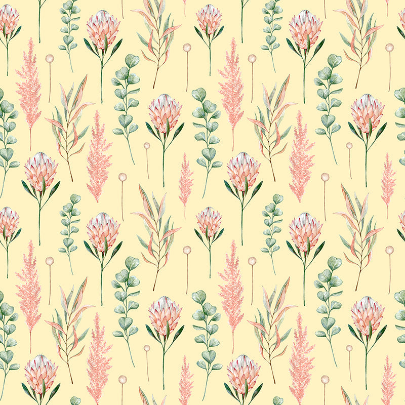 Cape Protea Soft Yellow Wallpaper